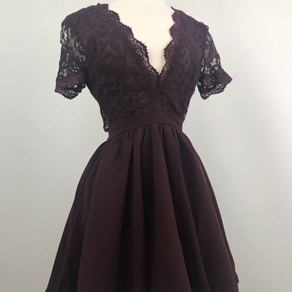 Missguided Dresses & Skirts - NWT Missguided Burgundy Red Lace V-neck Dress Sz-6